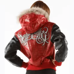Pelle Pelle Women Red Fur Hooded Genuine Leather Jacket