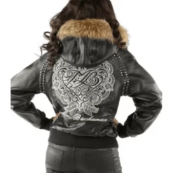 Pelle Pelle Women Vintage Black Hooded Real Leather Zippered Jacket
