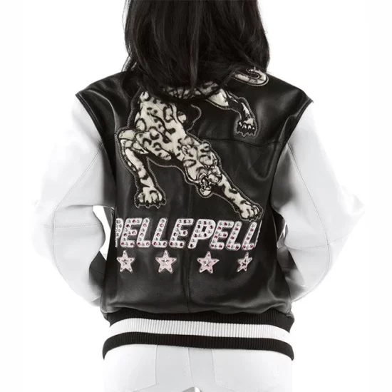 Pelle Pelle Womens Black and White Genuine Leather Jacket