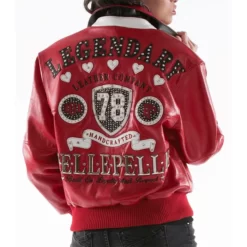 Pelle Pelle Women’s Encrusted Red Genuine Leather Varsity Jacket