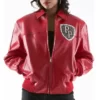 Pelle Pelle Women’s Encrusted Red Leather Varsity Jacket