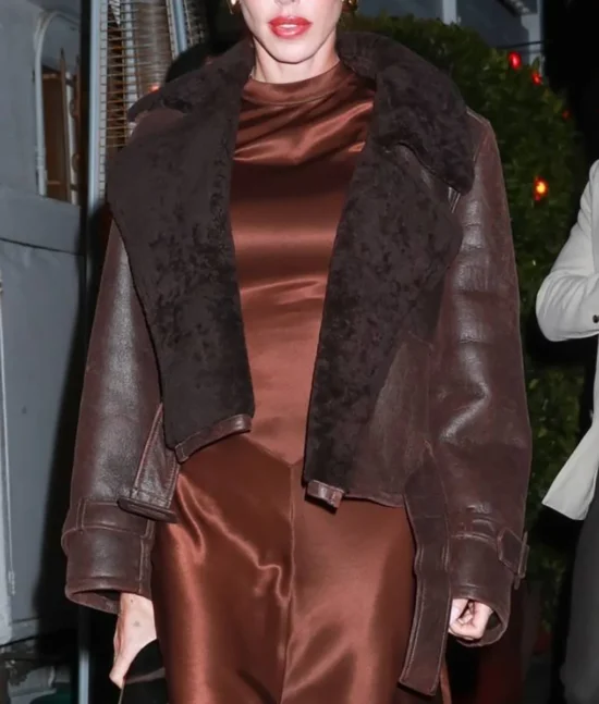 Petra Ecclestone Brown Top Leather Jacket