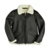 Philip Black Shearling Fur B6 Real Bomber Leather Jacket