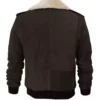 Pierson Dark Brown Leather Bomber Jacket - Removable Shearling Collar Back
