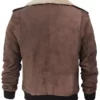Pierson G1 Bomber Mens Leather Brown Shearling Collar Jacket Back