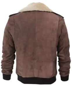 Pierson G1 Bomber Mens Leather Brown Shearling Collar Jacket Back