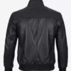 Premium Black Cowhide Leather Bomber Jacket for Men Back