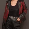 Rachel Red Women’s Leather Motorcycle Leather Jacket Front