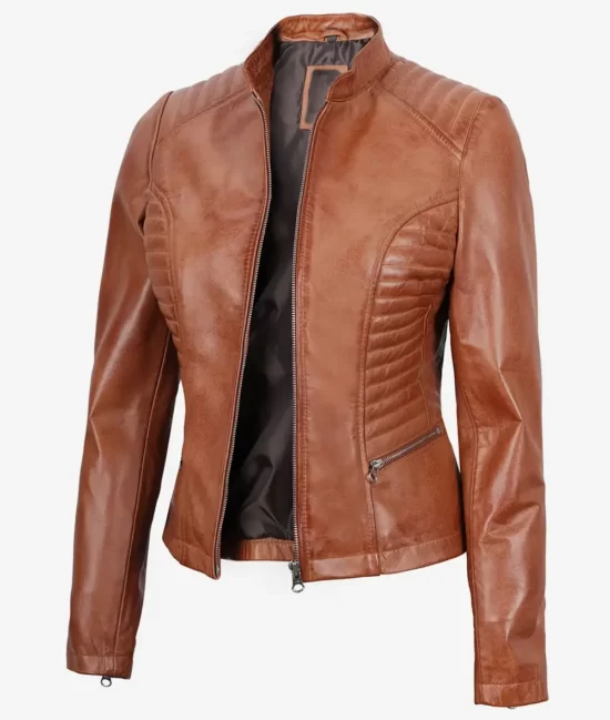 Rachel Women's Tan Lambskin Full Genuine Leather Jackets