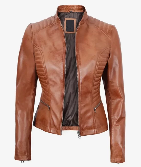 Rachel Women's Tan Lambskin Genuine Leather Jackets