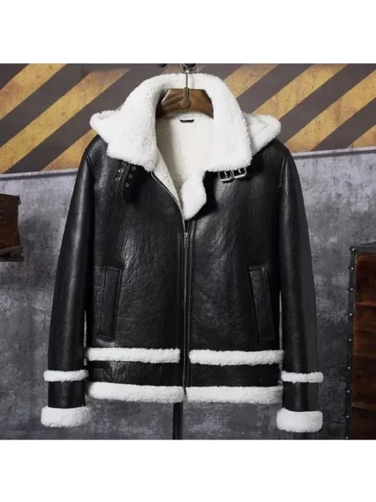 Raymond-SF Bomber Hooded Shearling Leather Jacket