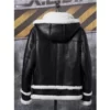 Raymond-SF Bomber Real Hooded Shearling Leather Jacket