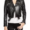 Rebecca Quin WWE Black Cropped Leather Biker Jacket