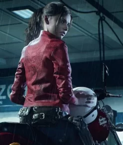 Resident Evil 2 Claire Fitted Red Top Leather Eagle Jacket