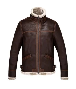 Resident Evil 4 Leon Kennedy Brown Shearling Bomber Leather Jacket