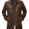 Reuben Men’s Dark Brown Distressed Real Leather Sheriff Cowboy Coat