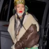 Rihanna Brown Aviator Real Leather Jacket