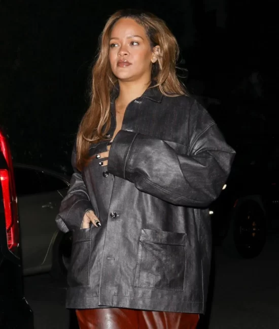 Rihanna Fenty Black Leather Jacket 3