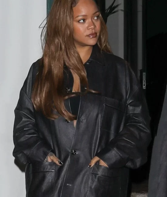 Rihanna Fenty Black Leather Jacket