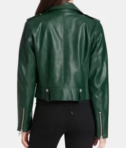 Rihanna Green Biker Faux Leather Jacket