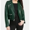 Rihanna Green Biker Top Leather Jacket