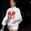 Rihanna Yankees White Women Bomber Jacket