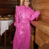 Rita Ora Trench Top Leather Coat