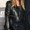 Rita Wilson Black Cropped Biker Real Leather Jacket