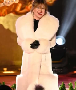 Rockefeller Center Kelly Clarkson White Real Suede Leather Coat