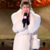 Rockefeller Center Kelly Clarkson White Top Suede Leather Coat