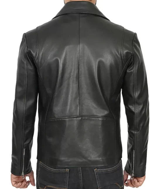 Rodney Men’s Black Asymmetrical Genuine Leather Biker Jacket