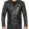 Rodney Men’s Black Asymmetrical Leather Biker Jacket