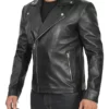 Rodney Men’s Black Asymmetrical Real Leather Biker Jacket
