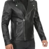 Rodney Men’s Black Asymmetrical Top Leather Biker Jacket
