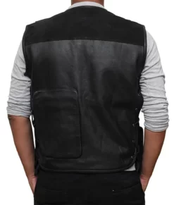 Roman Reigns Black Genuine Leather Vest