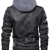 Ronald Black Top Leather Jacket with Hood