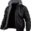 Ronald Classic Black Top Leather Jacket with Hood