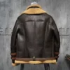 Ronald Double Belted Cuffs Collar Real Brown Shearling Jacket