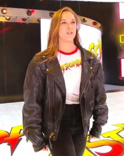 Ronda Rousey Black Biker Leather Jacket