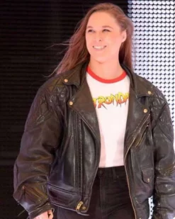 Ronda Rousey Black Biker Real Leather Jacket