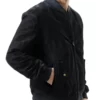 Rowan Men’s Navy Relaxed Urban Suede Bomber Leather Jacket
