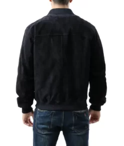Rowan Men’s Navy Relaxed Urban Suede Bomber Top Leather Jacket