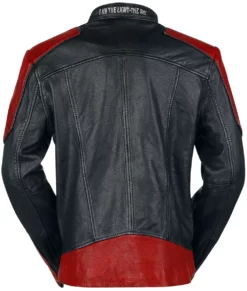 Russi Red and Black Cafe Racer Faux Leather Jacket