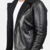 Ryan Black Asymmetrical Zipper Top Shearling Jacket