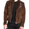 Ryan Men’s Brown Padded Design Moto Jacket