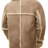 SF-0325 Heavy Thick Shearling Fur Beige Suede Leather Jacket