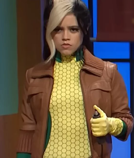 SNL 2023 Jenna Ortega Top Leather Jacket