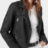 Salma Hayek The Hitman’s Wife’s Bodyguard Top Leather Black Jacket