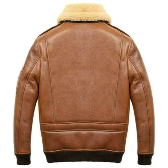 Samuel Tan Brown Shearling SF Bomber Leather Jacket