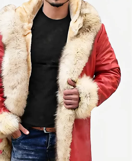 Santa Claus Red Best Leather Coat